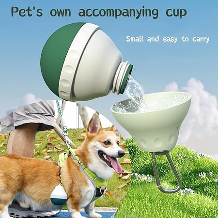 Image of Cawypety Dog Water Bottle for On The Go - Portable Pet Water Bottle for Dog Cat Outdoor Walking Hiking Travel (Green, 200ml)