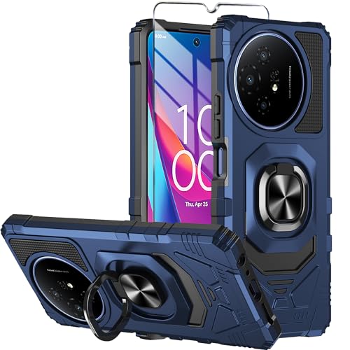 Mocotto for TCL 50 XL 5G Phone Case TCL 50 XL NXTPAPER 5G Case with Tempered Glass Screen Protector Military Grade Heavy Duty Shockproof Protective Cover with Ring Kickstand (Blue)
