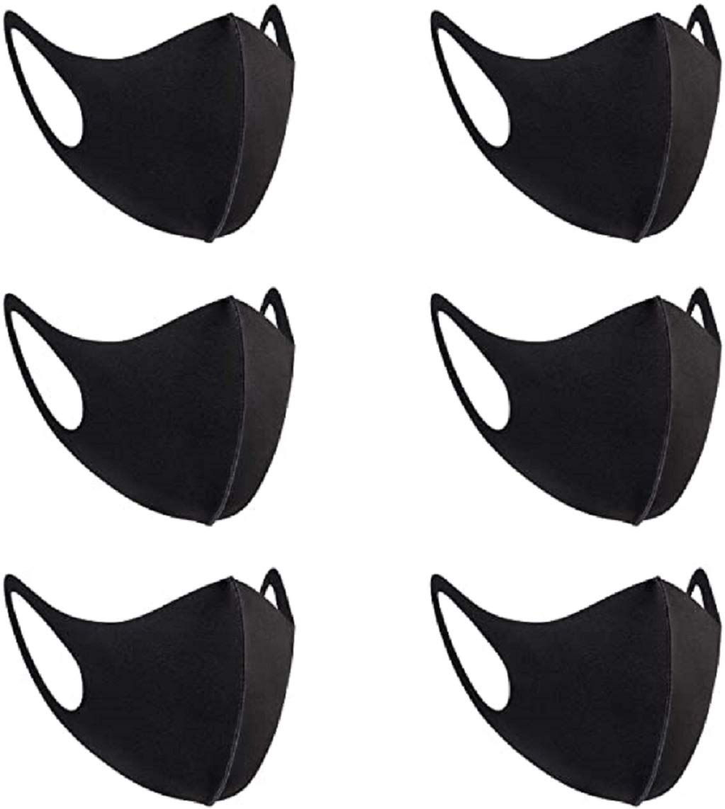 COLAFAN Face Reusable Protection 6 Pack Fashion Unisex Washable Reusable Black Cotton Mouth Face Protection from Dust Pollen Pet Dander Fashionable Anti-Smog for Outdoor Activities (6 pac black)