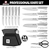 imarku 14-Piece Knife Block Set, Knife Set with Block and Build-in Sharpener, Japanese Stainless Steel Knife Set for Lasting Sharpness, Dishwasher Safe, Black