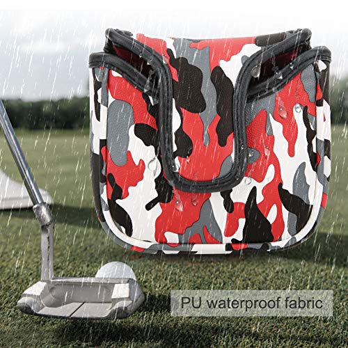 RiToEasysports Putter Cover, Square Headcover wasserdichte PU-Magnetverschluss-Tarnung im verdickten Plüschgewebe Putter Haube