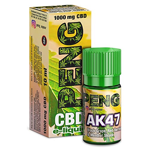 Vollspektrum CBD E-Liquid „AK 47“ 10ml, 1500mg CBD | 60VG / 40 PG | kann gegen Schmerzen, Entzündung & Stress helfen…