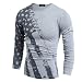 Zawapemia Mens American Flag Printed Long Sleeve Pullover Shirts Gray Medium