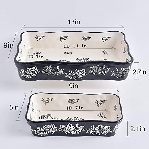 Wisenvoy Baking Dish Casserole Dish Ceramic Lasagna Pan 2-Pcs Bakeware Sets Baking Dishes Baking Set Baking Dish Set - Thumbnail 3