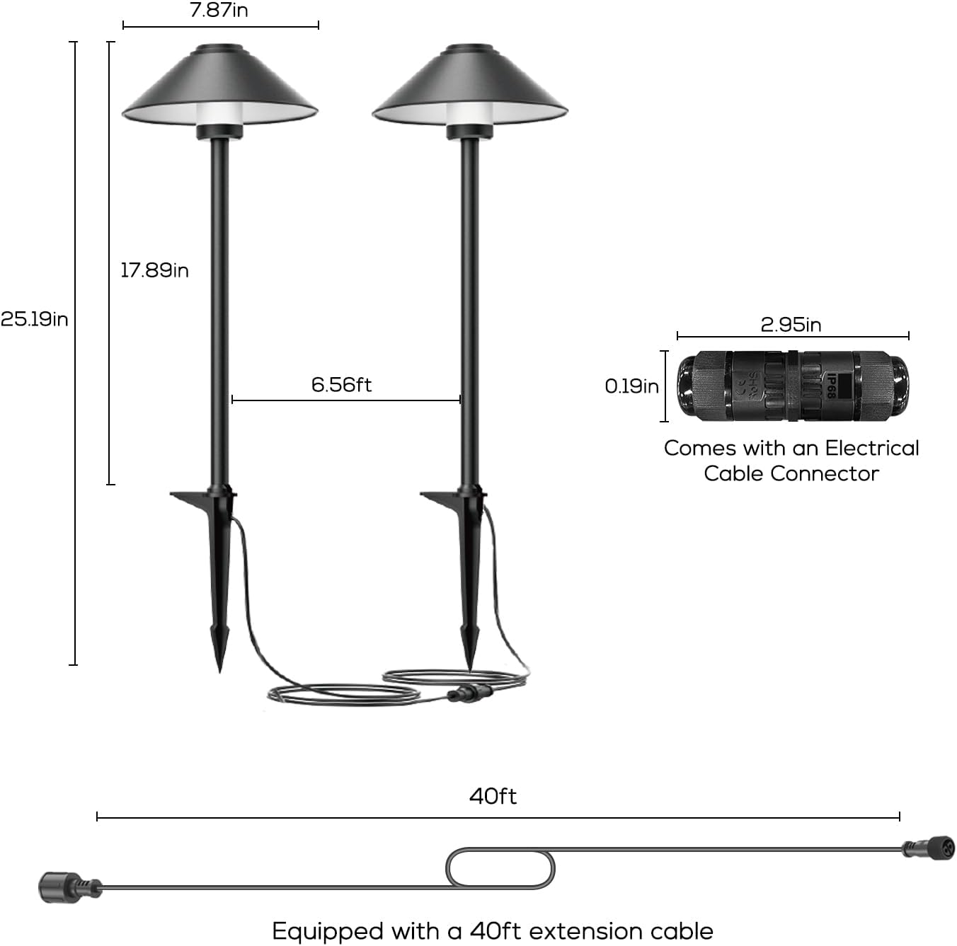 Banord 4 Pack Dusk to Dawn Outdoor Pathway Lights，Dimmable LED Landscape Path Lights, Timer & Memory Function, IP65 Waterproof Wired Low Voltage Landscape Lighting with Transformer