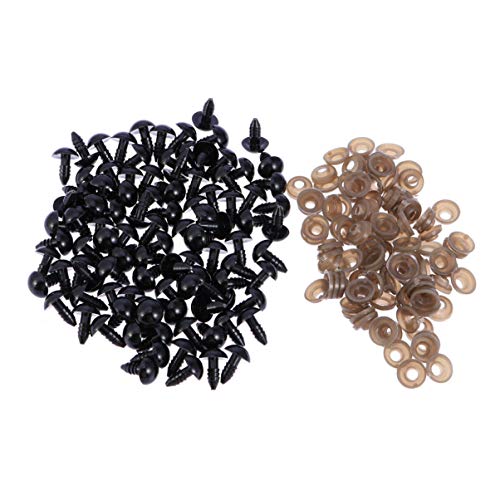 HEALLILY 100Pcs Olhos de SeguranÃ§a Olhos Pretos de PlÃ¡stico Olhos de Boneca Com Junta para Boneca