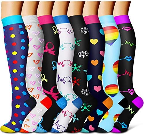 Compression Socks For Women& Men circulation(8 Pairs),Socks-Best for Running,Sports,Hiking,Flight travel,Pregnancy