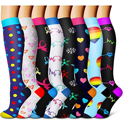 Compression Socks For Women& Men Circulation(8 Pairs),Socks-Best For Running,Sports,Hiking,Flight Travel,Pregnancy #TOP1