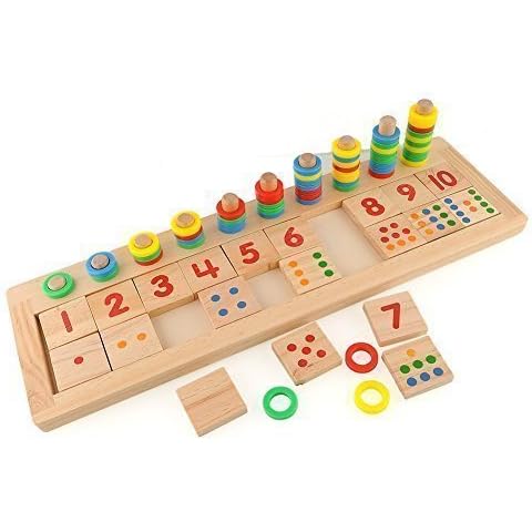 Eshowy Colourful Teaching Tool Math Number Wood Board Preschool Toy Kid Cover