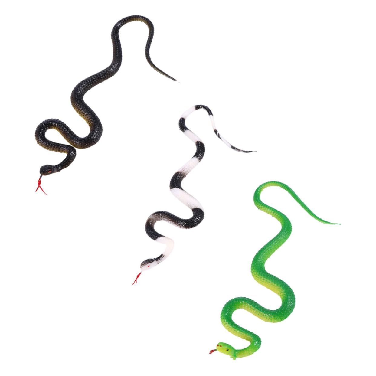 TOYANDONA 3pcs Artificial Snake Kidcraft Playset Rattlesnake Toy Simulation Snakes Toys Crawling Toys Stretchy Snakes Toy Bird Toys Snake Bracelet Prank Toys Childrens Toys Fake Snake Rubber