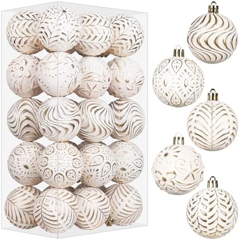 30PCS Gold/White Christmas Ball Ornaments Set for Xmas Tree Decor...