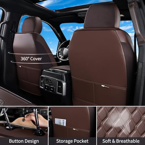 Image of Huidasource Tacoma Custom Seat Covers Fit for Toyota Tacoma 2016-2023 Double & Crew Cab SR SR5 Limited TRD Sport /Pro /Off Road, 360 Full-wrap Waterproof Car Seat Cushion Cover (Full Set /Coffee)