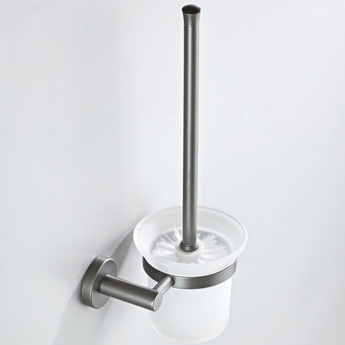 Cepillo de Inodoro y Mango de Cobre Montado en Pared con Base de Mate Diseño Simple y Resistente para Limpieza Óptima del Baño