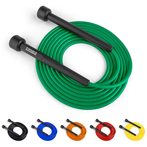 trenas Springseil | Jump Rope | Rope Skipping Seil | Springseil Erwachsene & Kinder | 3 Meter | Einfach verstellbar | Speed Rope | Grün