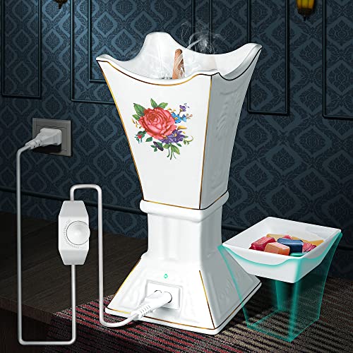 Electric Incense Burner Bakhoor Burner Oud Frankincense Resin Burner Luxury Ceramic Electric Incense Burner for Incense Cones Wax Melts and Oil Wax Burner Oil Burner Frankincense Burner Oil Warmer