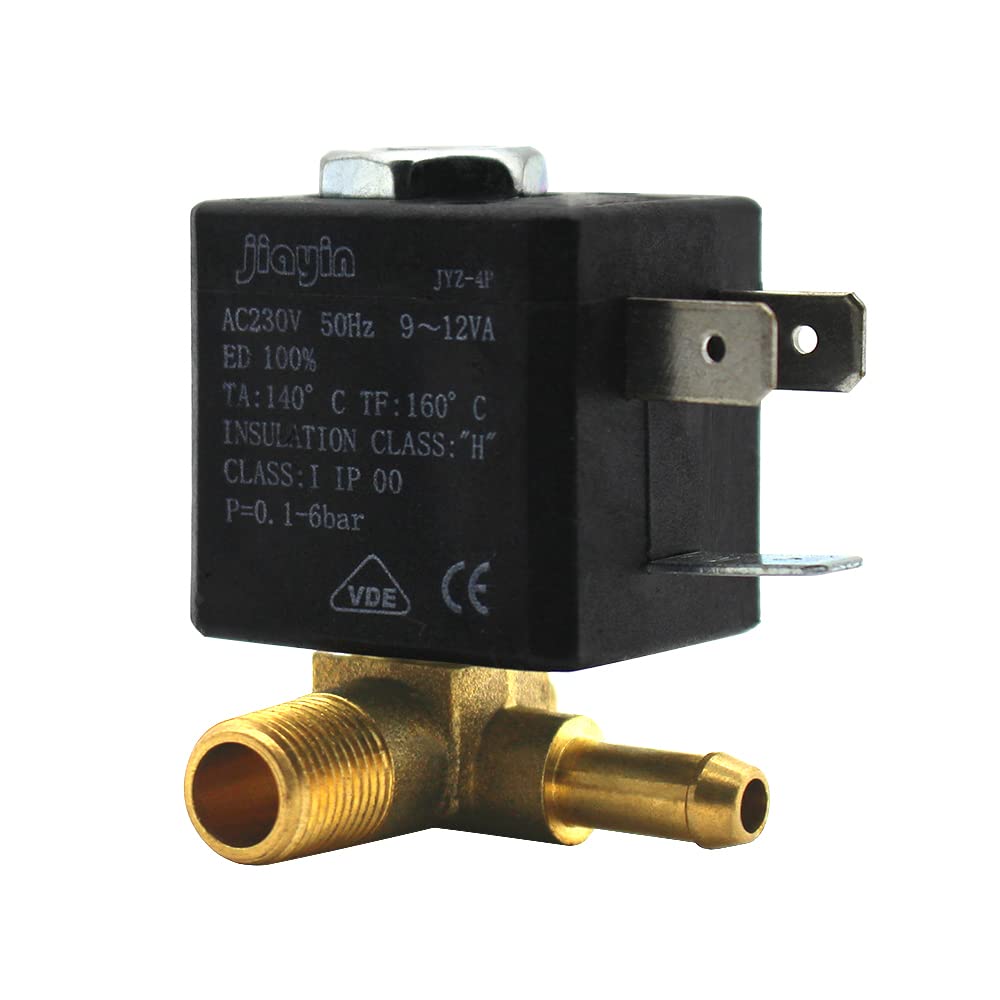 ZXGRfdefa Solenoid valve, Normally Closed 3mm N/C 2/2 Way AC 230V G1/8" 6Bar Brass Steam Air Generator Water Coffee Makers Electric