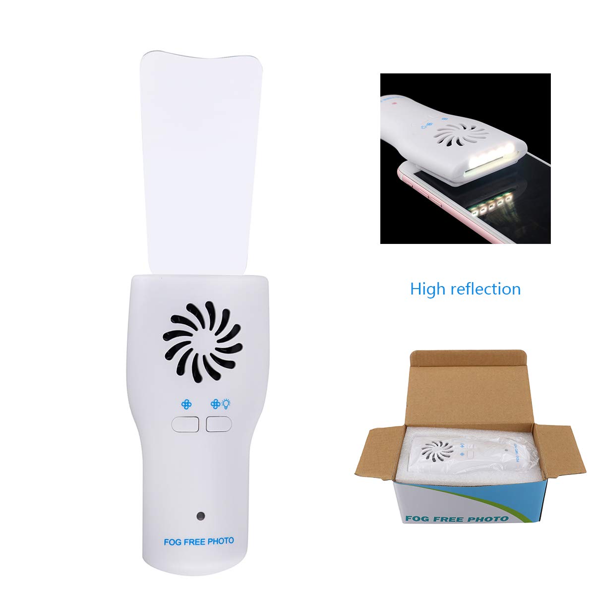 OUBO US Stock Espejo oclusal de ortodoncia LED sin niebla, espejo de observación de acero inoxidable