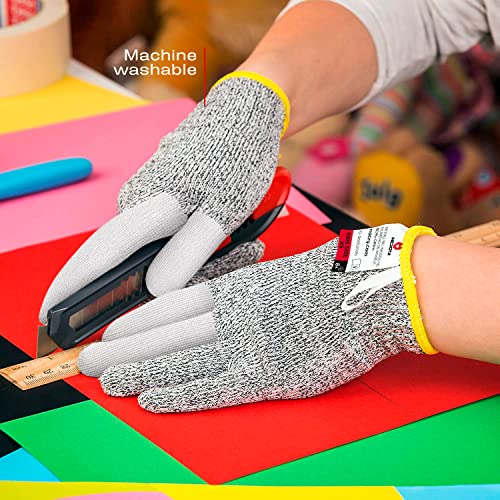 Nocry Cut Resistant Kitchen And Work Kids Cutting Gloves With 3 Finger Reinforced Design And Level 5 Protection; Ambidextrous, Machine Washable, And Food Safe; Size Xs (8-12 Years) #TOP4