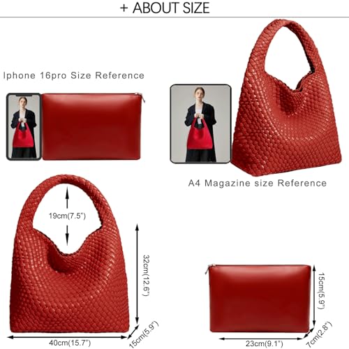 Image of JINMANXUE Woven Tote Bag for Women, Fashion Hobo Handbag, Travel Top-handle Shoulder Bag, Beach Underarm Bag with Purse