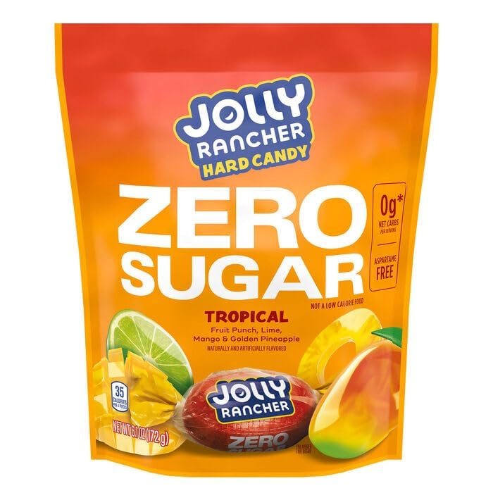 Jolly Ranchers Hard Candy, Zero Sugar Tropical Flavor, 6.1 Ounces