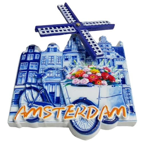 Imán para refrigerador souvenir molino de viento miniatura 5