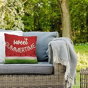 Sweet Summer Time Decorative Throw Pillow Cover, Red Watermelon Sign Cushion Case Seasonal Rustic Home Decorations, Green Farmhouse Square Pillowcases Cotton Linen Decor for Sofa Couch 18 x 18 Sweet Summer Time Decorative Throw Pillow Cover Red Watermelon Sign Cushion Case Seasonal Rustic Home Decorations Green Farmhouse Square Pillowcases Cotton Linen Decor for Sofa Couch 18 x 18
