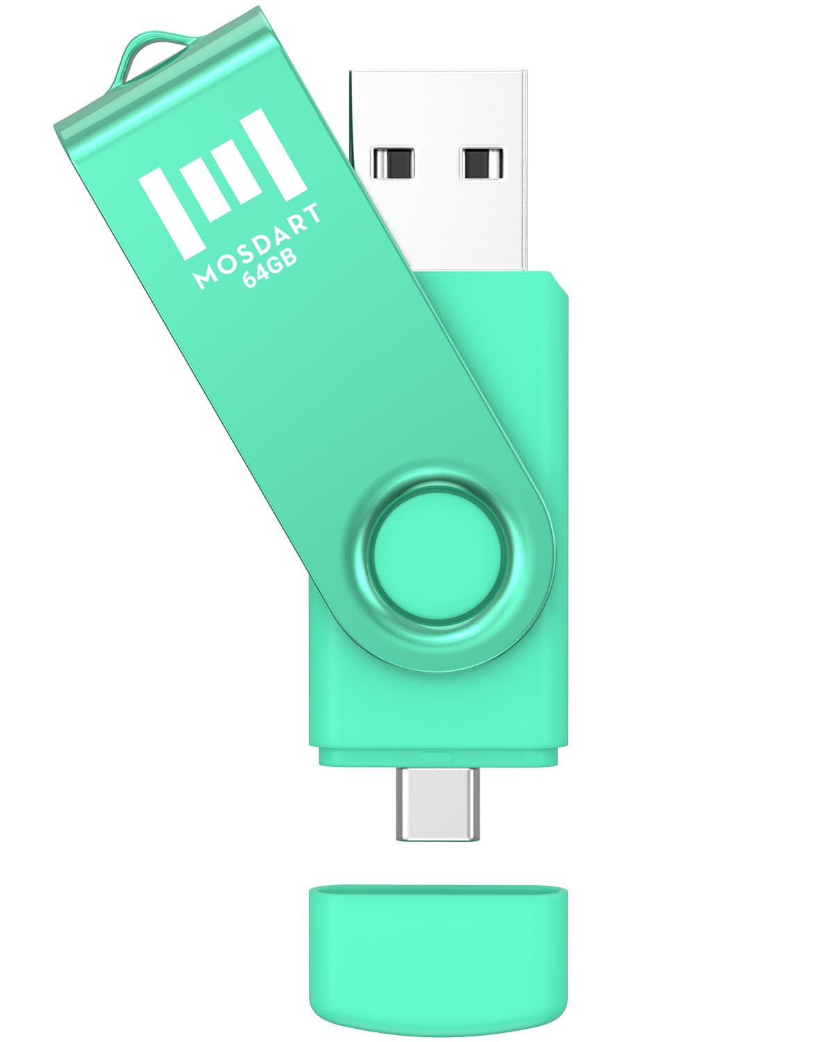 MOSDART 64GB USB C USB A 2.0 Swivel Dual Flash Drive