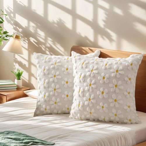 OuMaiFeng 2 Gänseblümchen-Kissenbezug 45x45 cm,Deko Kissen Für...