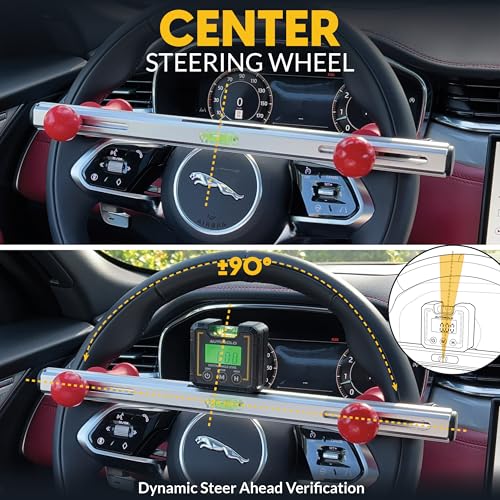 Image of Steering Wheel Level Alignment Tool with Digital Angle Level - Spring Loaded Universal Fit 8-15 Inch Steering Wheels