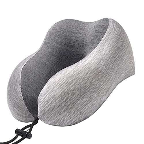 AZHA Cushion, Travel U-Shaped Pillow, Double-Arc Shoulder Protector Curve Full Support And Partition Design Nylon Ice Silk Fabric, Gray