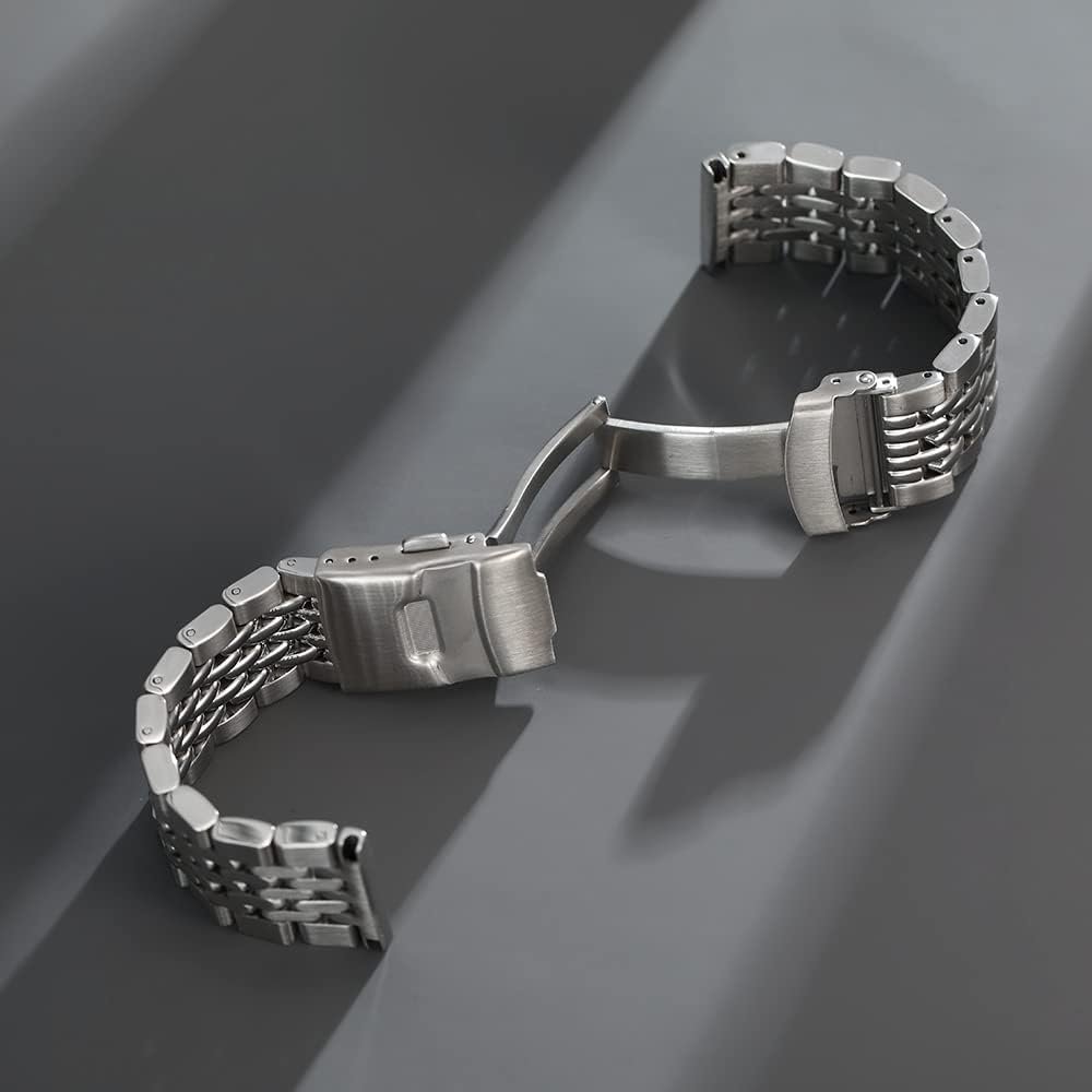 Vintage Silver 316L Stainless Steel 22mm Beads of Rice Watch Bracelet Band Strap Fit For skx 007 009 Dive Watch,men 22mm watch band bracelet