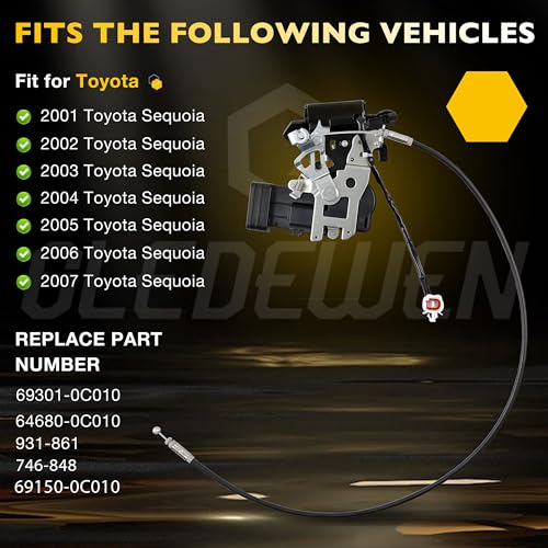 Image of Rear Tailgate Latch Door Lock Actuator Assembly for 2001-2007 Toyota Sequoia Rear Hatch Latch Replaces# 69301-0C010, 64680-0C010, 693010C010, 931-861, 746-848, 69150-0C010