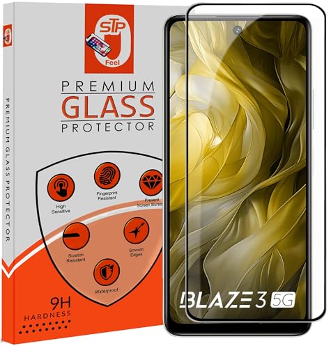 Image of Premium HD+ Tempered Glass Screen Protector Guard Compatible For Lava Blaze 3 5G (6.56 Inch, Pack of 1) | Edge to Edge Coverage With Easy to installation kit for Smartphone