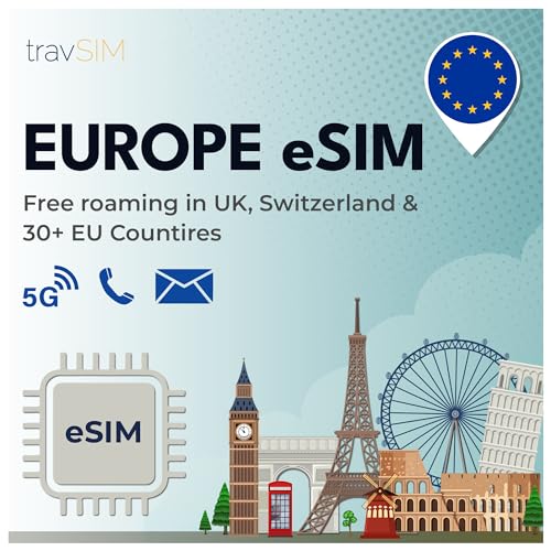 eSIM Europe travSIM 25 Go avec le réseau Vodafone 4G/5G pour 28 jours de connexion
