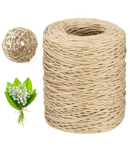 Papierdraht 200m 2mm Natürlicher Papierfaden papierdraht zum Basteln Blumendraht Papierbindedraht Papierwickeldraht Für Weihnachten Blumensträuße Hochzeitsstrauß Verpackung Heimwerken
