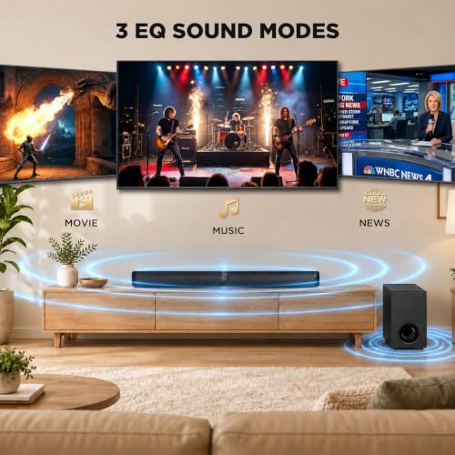 MZEIBO Sound Bar with Subwoofer, 120W Peak 2.1 CH Detachable Soundbar for TV, 2-in-1 Home Theater Audio System with DSP, Bluetooth 5.3, HDMI ARC, Optical & AUX for Movies, Music & Gaming - image 8