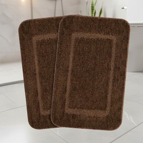 Image of Saral Home - Good Morning Mat, Soft, Anti-Skid, Washable, Water Absorbent, Quick Drying, All time usable Bathmat /Doormat /Runner. Slip-Resistant Backing for Everyday Safety.(DK.Brown. 40x60-2PC)