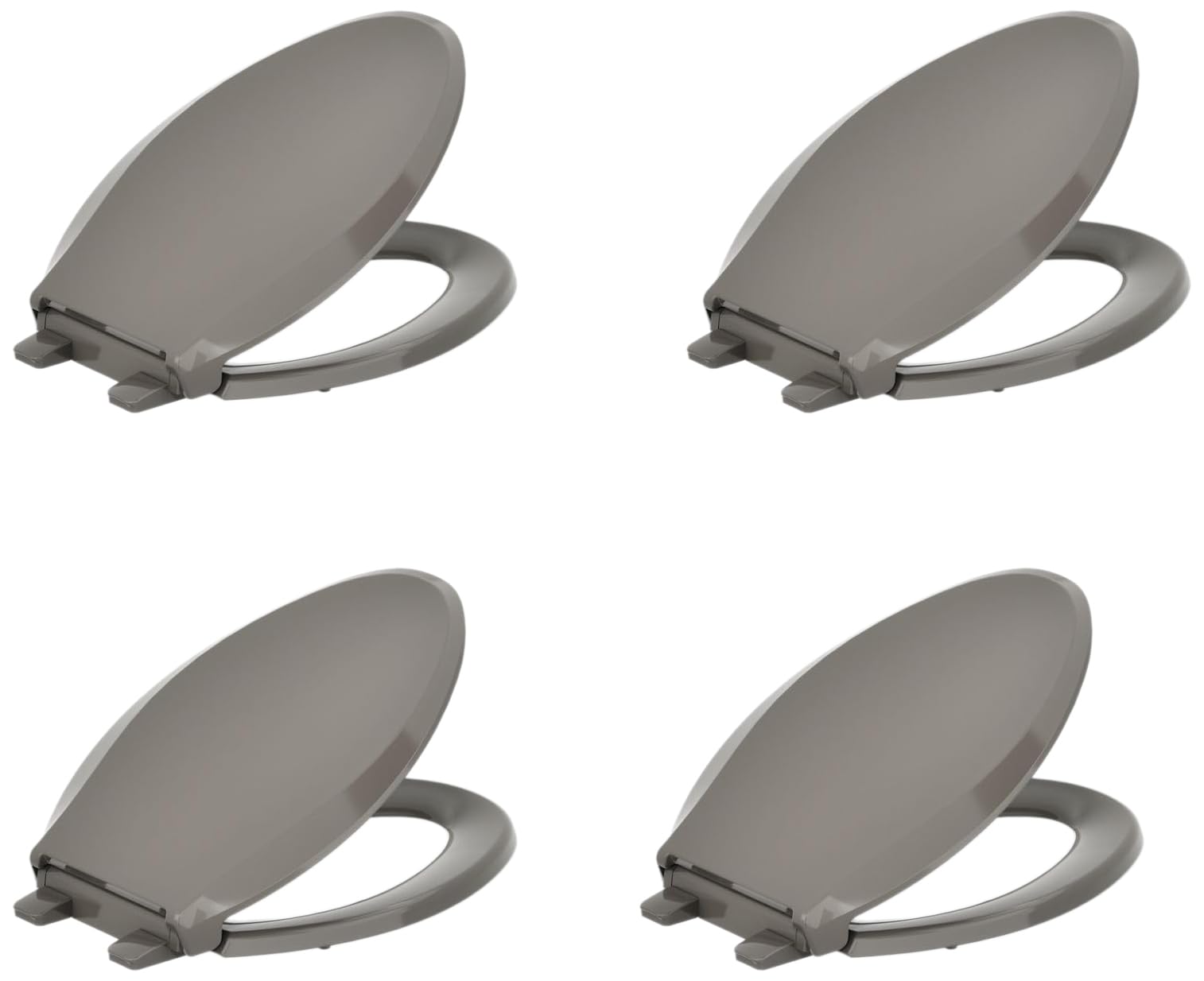 KOHLER 4636-RL-K4 Cachet ReadyLatch Elongated Toilet Seat Slow Close, Soft Close Toilet Seat Quiet Lid, Contoured Grip-Tight Bumpers Installation Hardware, Apartment Essentials, Cashmere (Pack of 4)