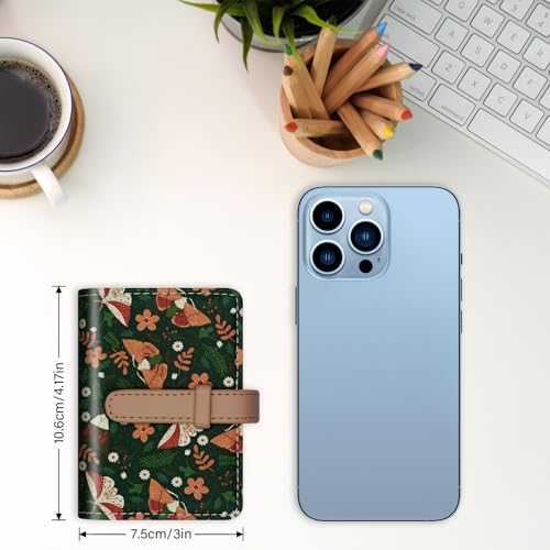 PU Leather Credit Card Holder for Women, Small RFID Wallet Slim 26 Pockets Leather Card Organizer Case with Sturdy Button Colorful Patterns2