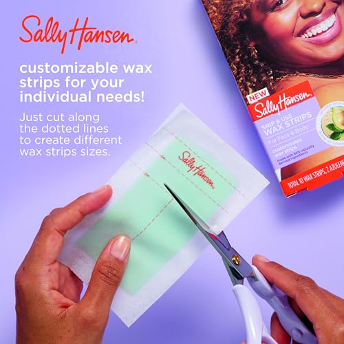 Image of Sally Hansen Snip & Use Wax Strips Kit | Face & Bikini Line Hair Removal | Vitamin E & Avocado Oil Infused | 10 Count (Pack of 2)