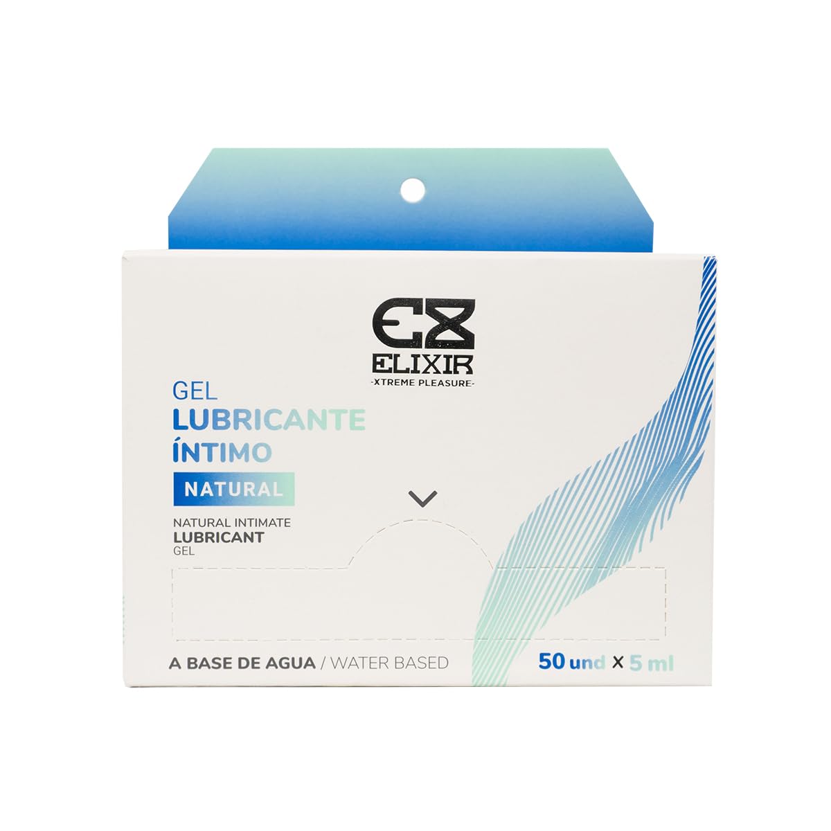 Gel lubricante Intimo Natural Elixir a Base de Agua, Sin Olor, Sin sabor, Textura de Larga duracion, Presentacion de Display de 50 sobres. (Pack of 1 Display 50 sachets 5 ml)
