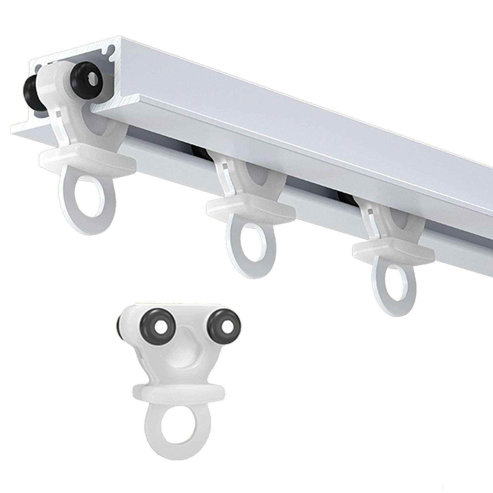 Versteckte Deckenvorhangschiene Einzelne, Versenkte Hochleistungs Vorhangschiene Deckenmontage, Aluminium Schiebegardinenschiene mit Glatten Rollen(Weiß,2.5m/8.2ft)