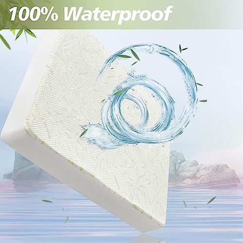Protège-matelas imperméable lavable lit double bambou avec poche profonde élastique