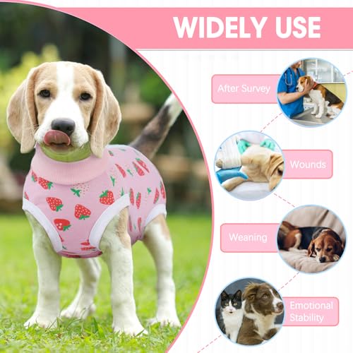 Image of BRKURLEG Small Dog Recovery Suit After Surgery Female Male, Back Zipper Spay Recovery Suit for Dogs & Cats, Anti-Licking Puppy Surgical Onesie for Abdominal Wound, Cone Alternative, Pink M