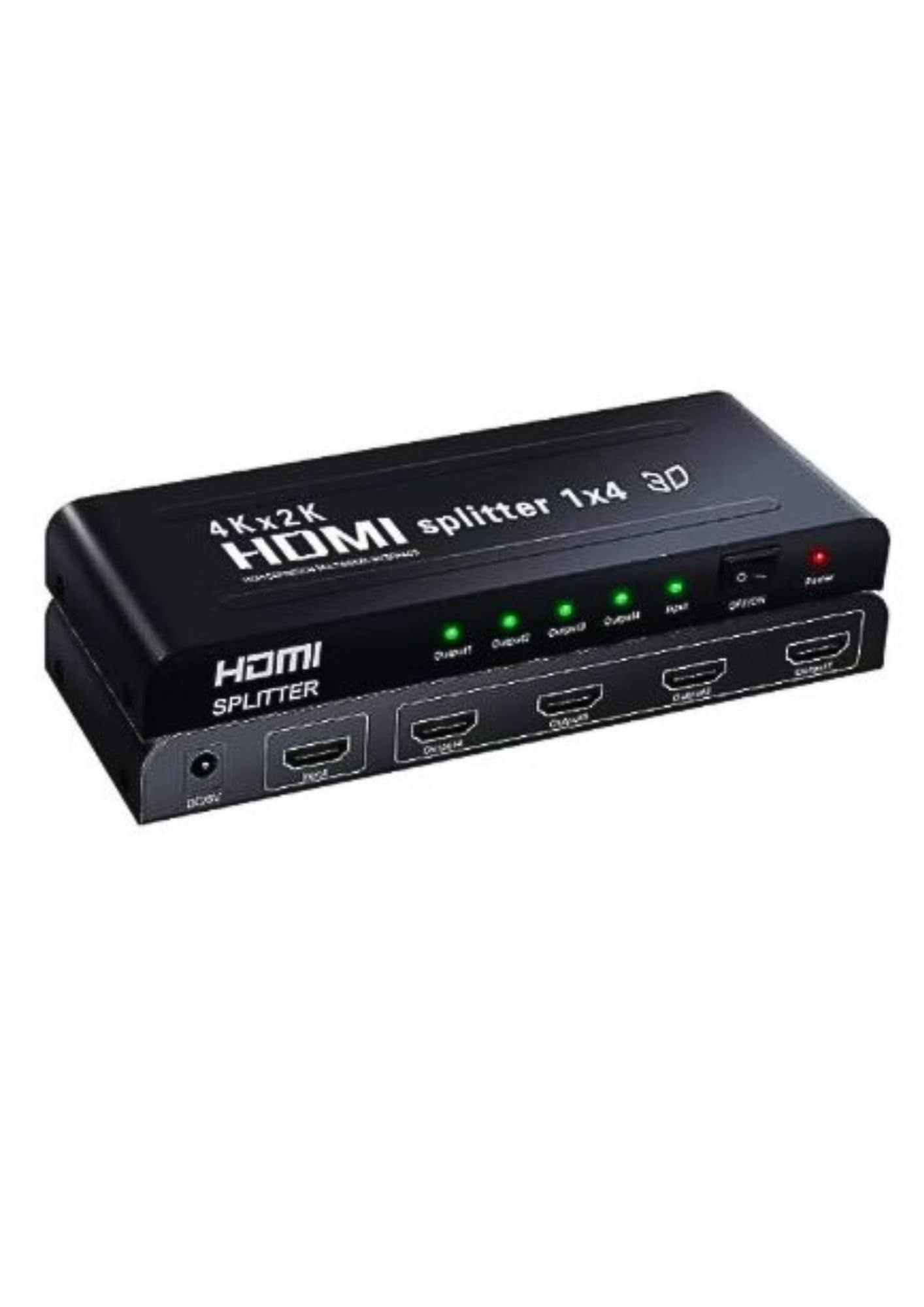HDMI Splitter 1x4, 4K 30Hz, 1 Input to 4 Outputs, 3D Support, HDCP Compatible, Plug and Play