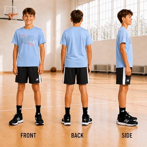 Image of New Balance Boys Short Sets - 2 Piece Active Performance Athletic Shirt and Kids Basketball Gym Shorts for Boys (8-12)