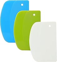 3-Pack Flexible Plastic Dough Scrapers - Multi-Purpose Bowl & Bench Scrapers for Baking, Pastry Cutting & Kitchen Use | LKbeuuu