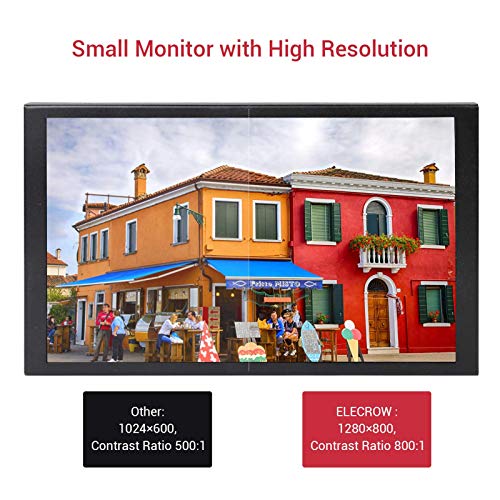 Image of ELECROW 8 Inch Touchscreen Monitor, 1280x800 IPS LCD HD Display with Stand, Portable Capacitive Touch Screen Compatible for Raspberry Pi 3 /4 /5, Win 11 /10 /8 /7, Jetson Nano, laptops, Game Consoles