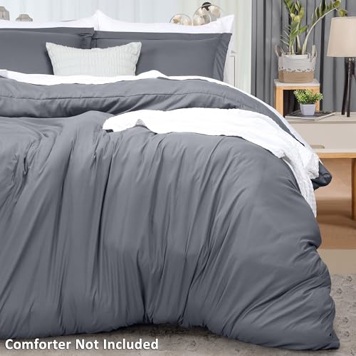 Utopia Bedding Duvet Cover Full Size - 3 Piece with Zipper Closure - 1 Comforter Cover 80X90 Inches & 2 Pillow Shams 20X26 Inches (Pack of 10, Grey) Comforter Not Included