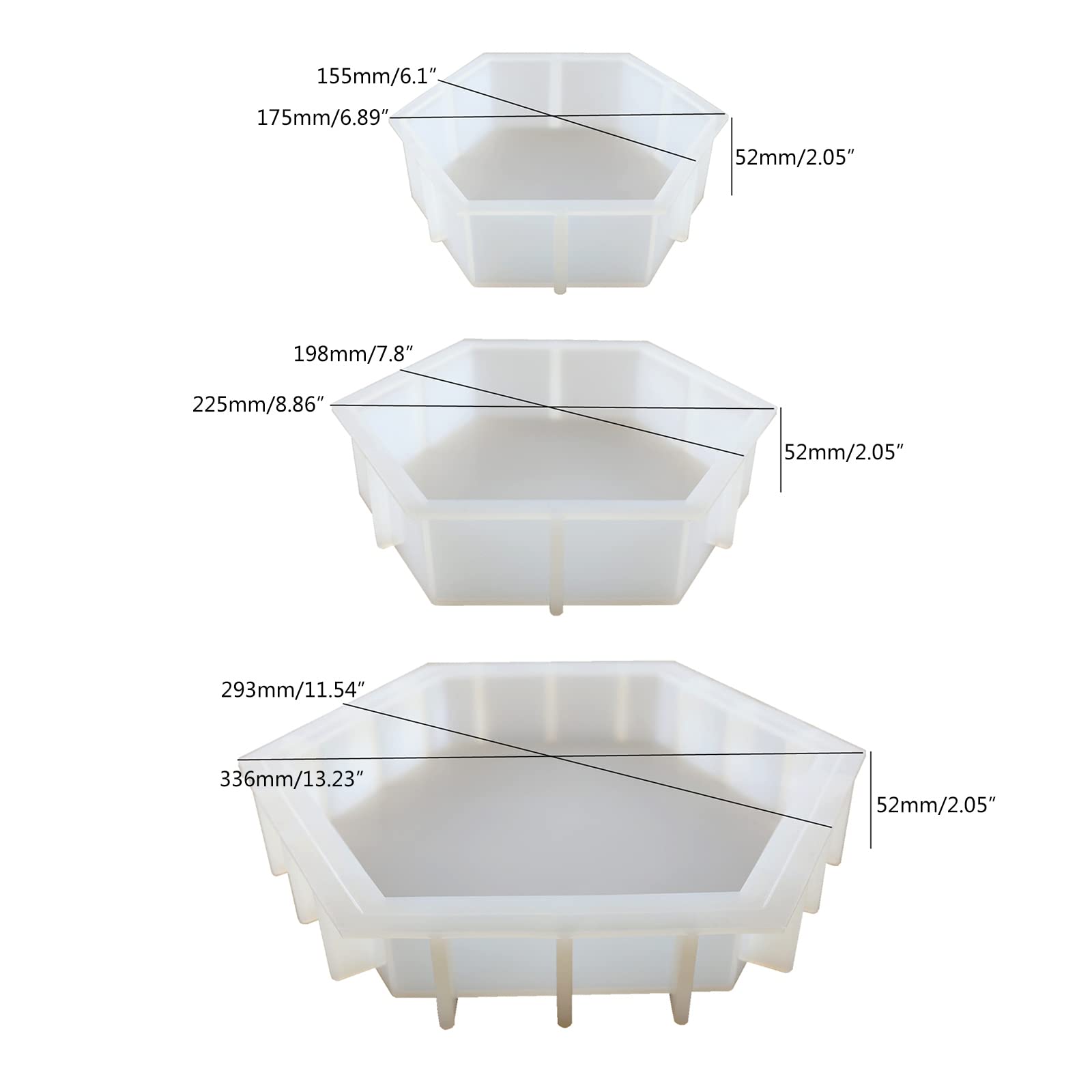 Moule en résine époxy, grand, moyen et petit, mise à niveau, moule Hexagonal en Silicone pour préserver les fleurs, bricolage, cadeaux de mariage, de saint-valentin, moules de décoration intérieure